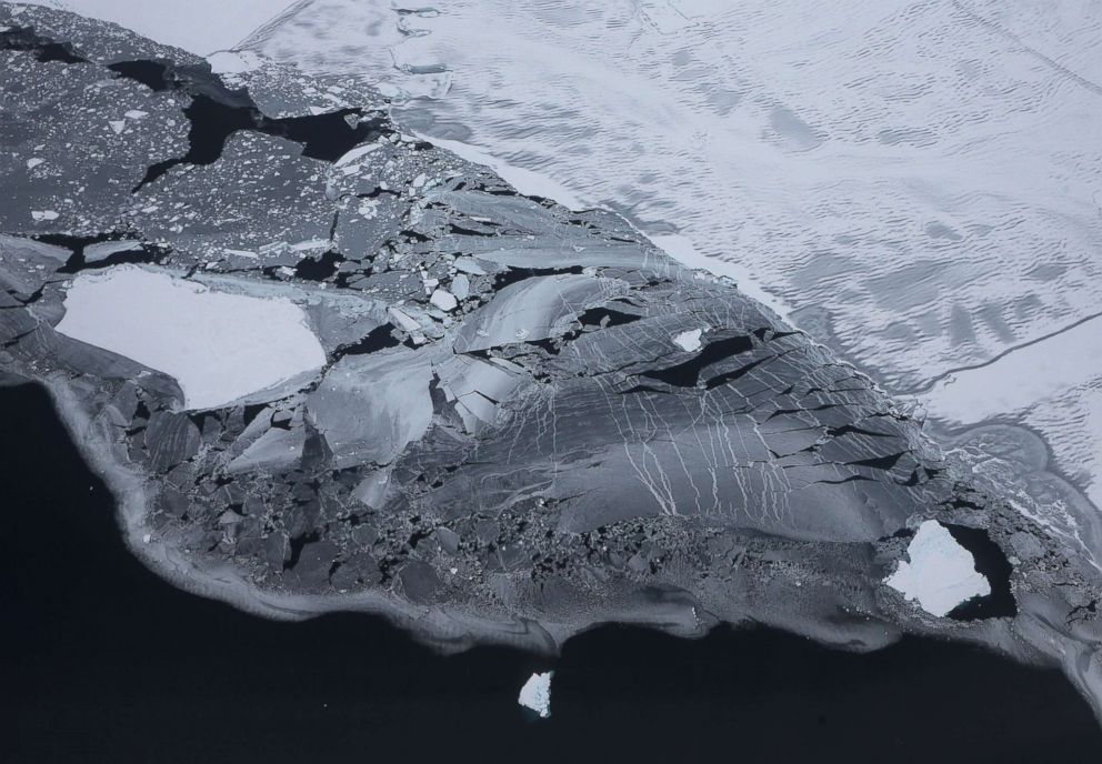 PHOTO: Ice floats near the coast of West Antarctica viewed from a window of a NASA Operation IceBridge airplane, Oct. 27, 2016, in-flight over Antarctica.