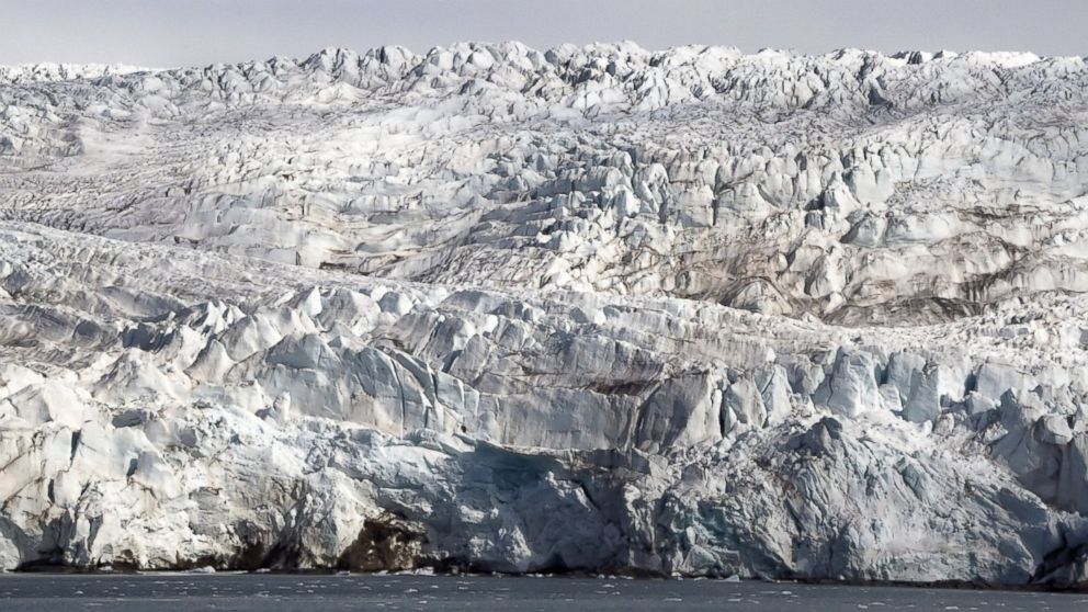 PHOTO: A Harvest Northern Fulmar flies near the Nordenskjoldbreen glacier in the Spitbergen province of the Svalbard archipelago, in the Arctic Ocean, on July 19, 2015. 