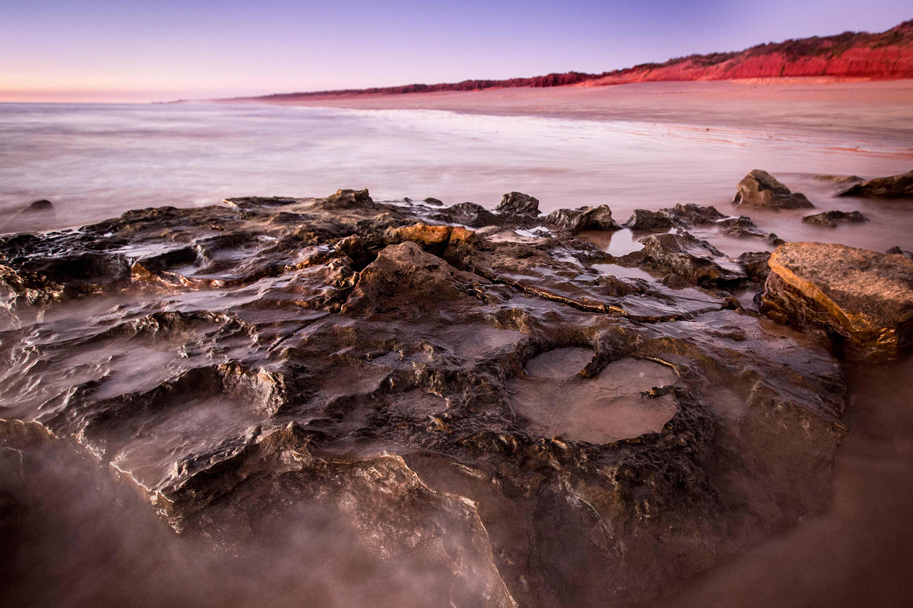 PHOTO:  An "unprecedented" 21 different types of dinosaur tracks have been found on a stretch of Australia's remote coastline, scientists said on March 27, 2017, referring to it as the nation's Jurassic Park.