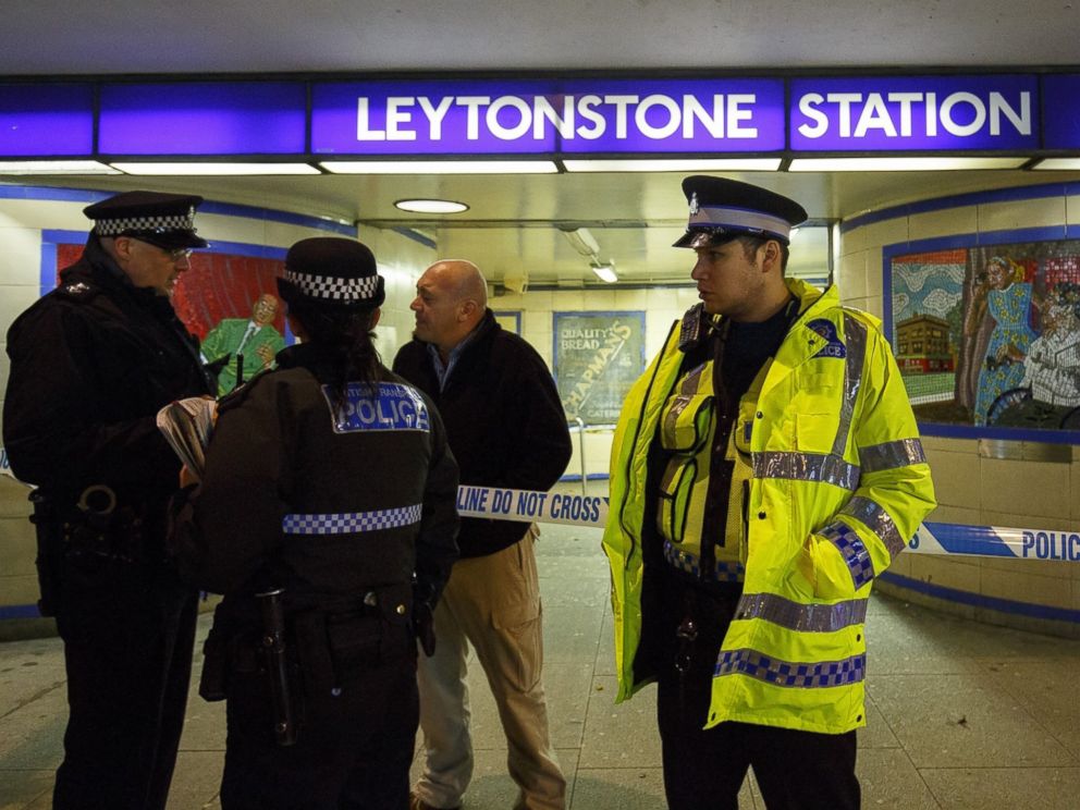 PHOTO: Police officers and crime scene investigators investigate a crime scene at Leytonstone tube station in east London on Dec. 05, 2015, after a man was seriously injured in a knife attack.