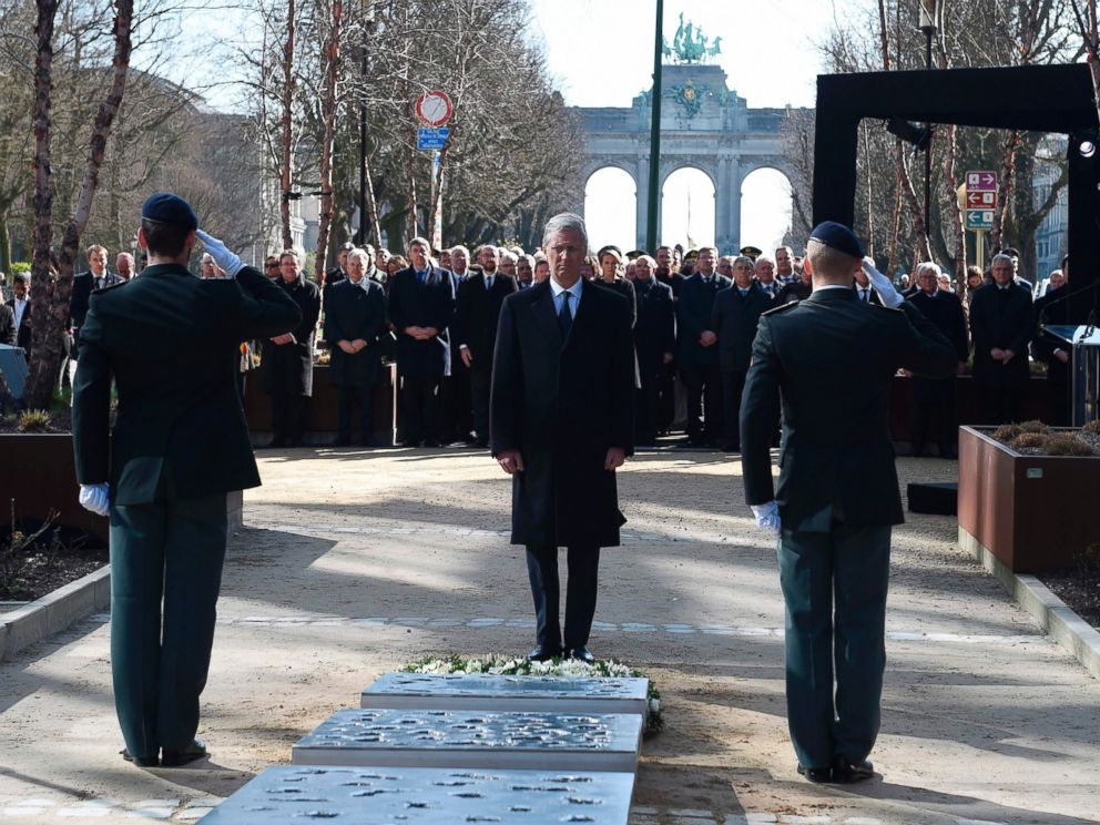 PHOTO: King Philippe of Belgium attends the inauguration of a steel memorial by Belgian sculptor Jean-Henri Compere in Brussels as the country marks the first anniversary of the twin Brussels attacks by Islamic extremists, March 22, 2017.