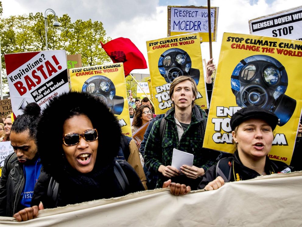 PHOTO: Thousands of people take part in the Peoples Climate March to call for an ambitious climate policy, April 29, 2017 in Amsterdam.
