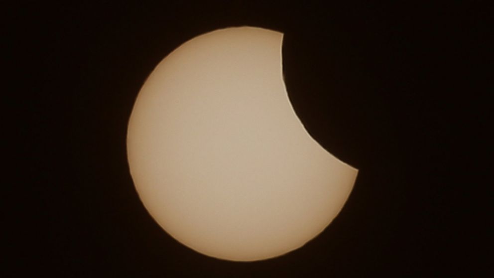 The sun is pictured during a partial solar eclipse on March 20, 2015 in Munich, Germany.