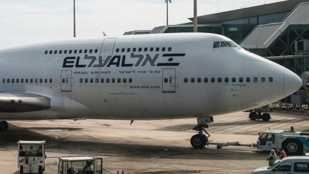 In this Sept. 6, 2015 file photo EL-AL Boeing 747-400 sits on the tarmac in Terminal 1 of Barcelona-El Prat Airport, in Barcelona. 