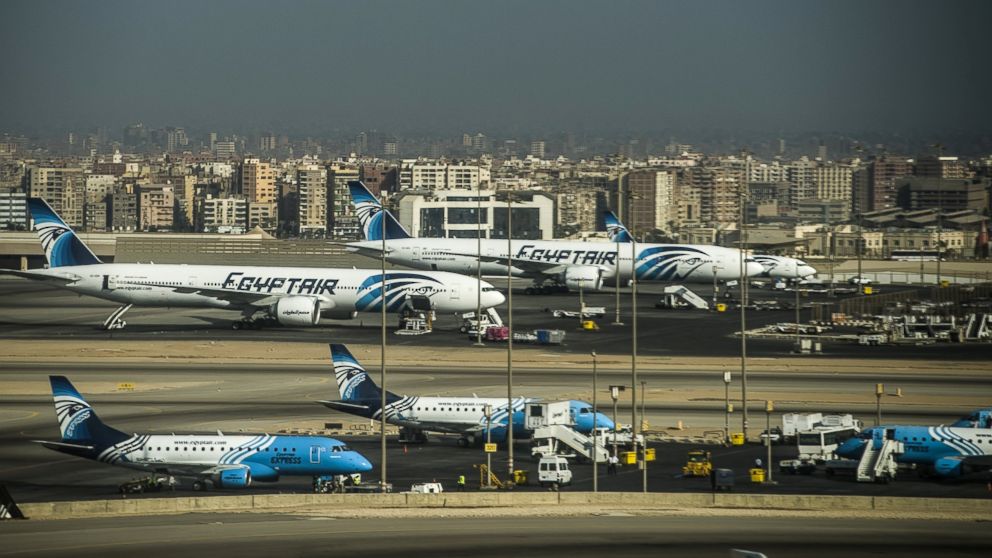 A picture taken on September 30, 2015 shows Egypt Air planes on the tarmac of Cairo international Airport.