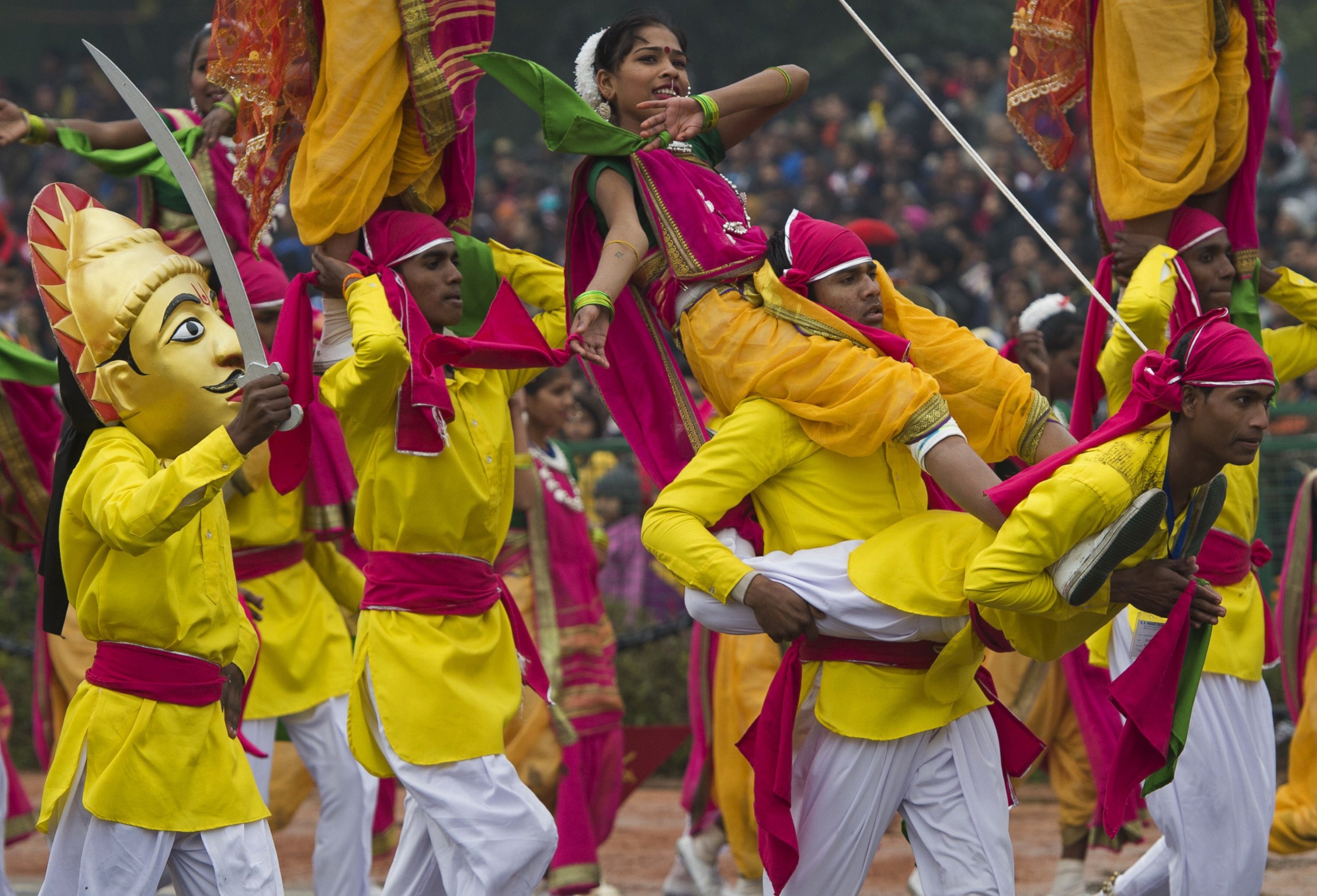 PHOTO: Indian dancers perform during the nation's Republic Day Parade in New Delhi on January 26, 2015.