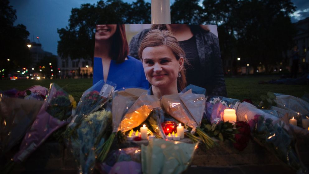 PHOTO: Flowers surround a picture of Jo Cox during a vigil in Parliament Square on June 16, 2016 in London, United Kingdom. Photo by Dan Kitwood/Getty Images