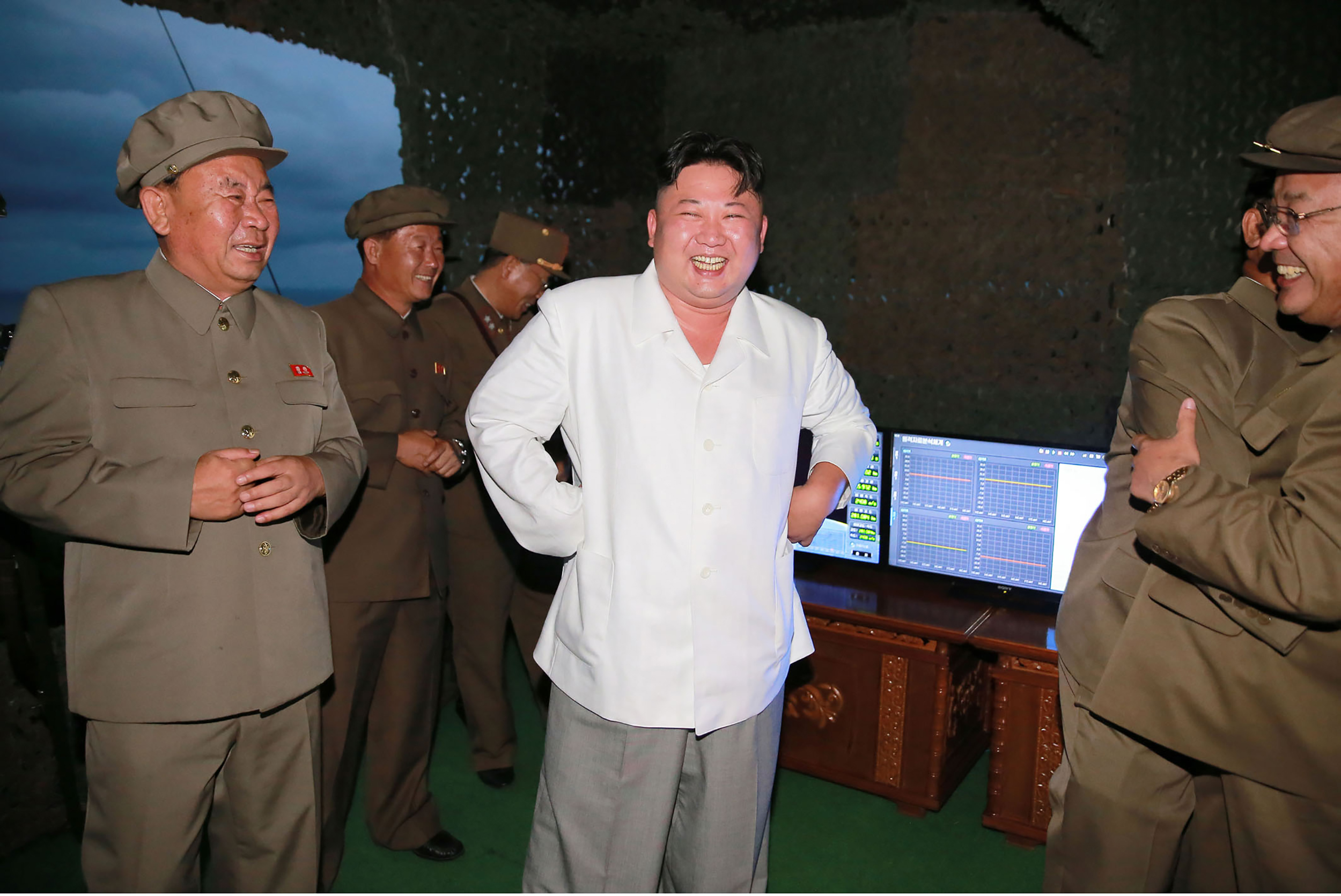 PHOTO: A photo released by North Korea's official Korean Central News Agency on Aug. 25, 2016 shows North Korean leader Kim Jong-Un inspecting a test-fire of strategic submarine-launched ballistic missile at an undisclosed location.