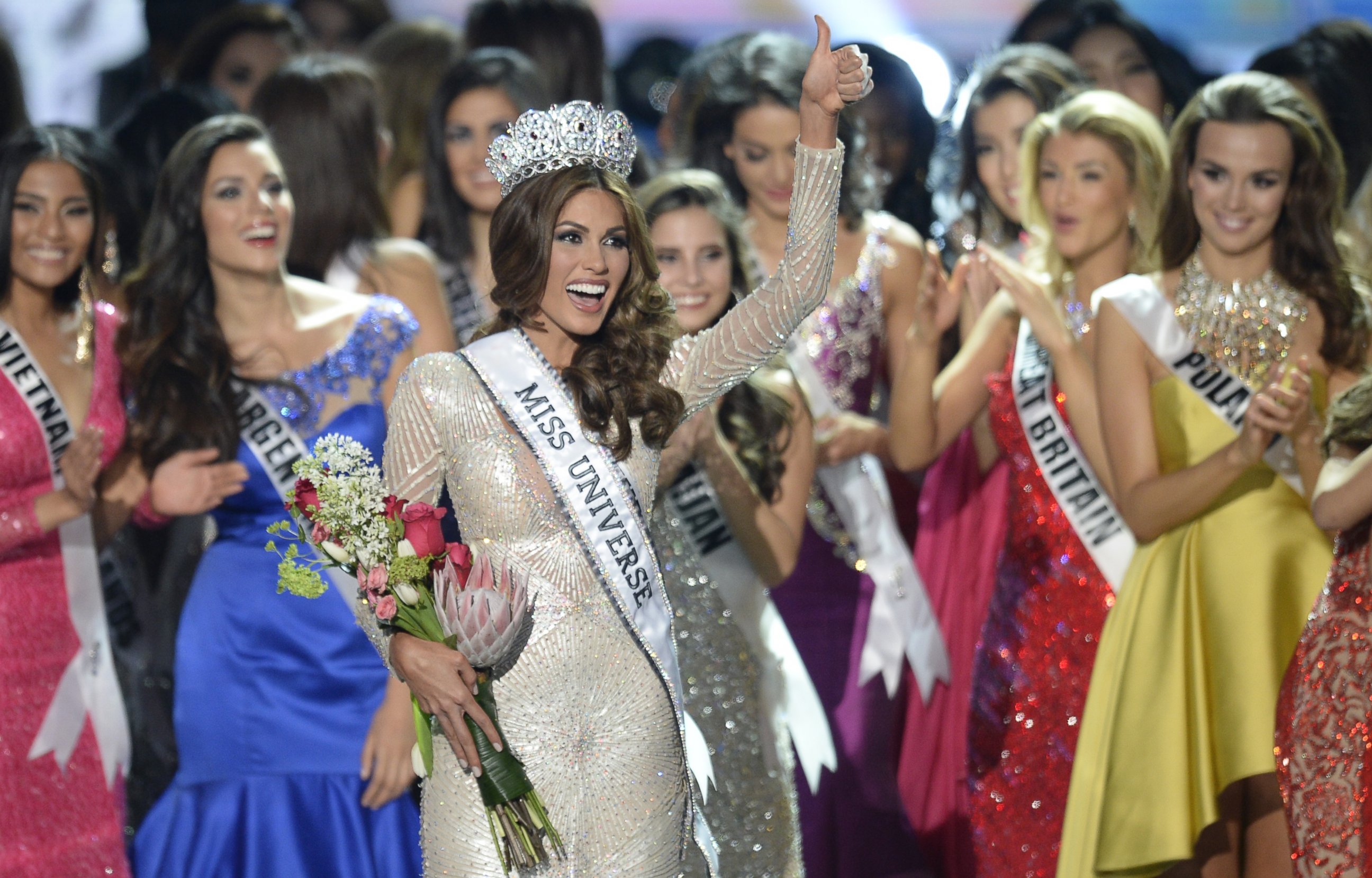 PHOTO: Miss Venezuela Gabriela Isler celebrates with her crown during the 2013 Miss Universe competition in Moscow on Nov. 9, 2013.
