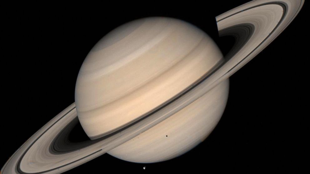 This August 1998 NASA file image shows a true color photo of Saturn assembled from Voyager 2 spacecraft.  