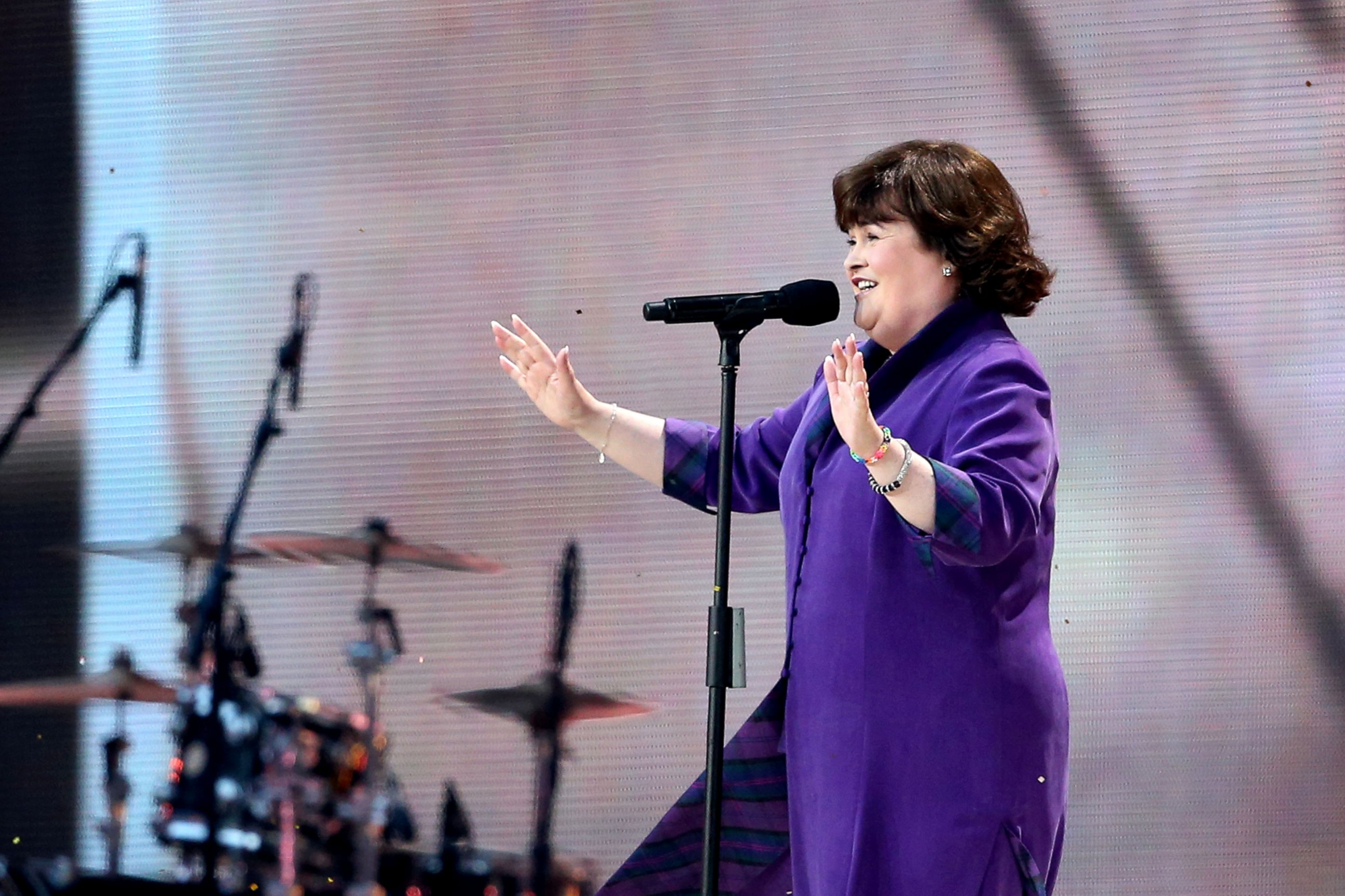 PHOTO: Singer Susan Boyle performs ?Mull of Kintyre? during the Opening Ceremony for the Glasgow 2014 Commonwealth Games at Celtic Park, July 23, 2014, in Glasgow, Scotland.