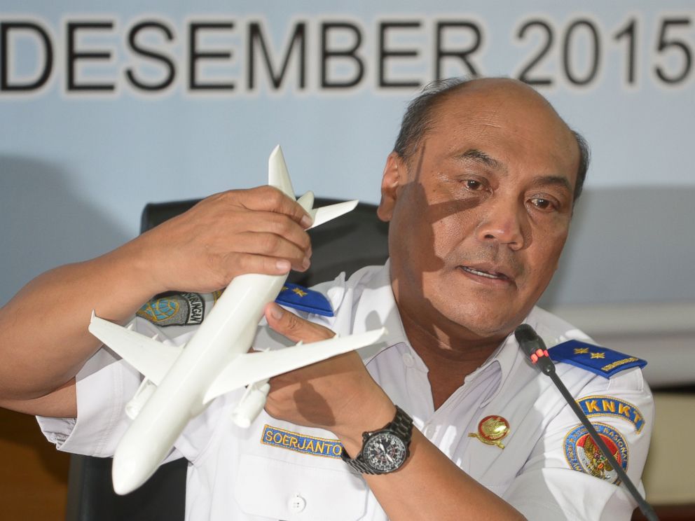 PHOTO:Soejanto Tjahjono, head of the National Transportation Safety Committee, speaks to journalists in Jakarta, Indonesia, Dec. 1, 2015, on the investigation report of AirAsia flight QZ8501 that crashed into the Java sea on Dec. 28, 2014.