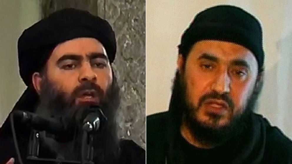An image grab taken from a video released on July 5, 2014 by Al-Furqan Media shows alleged Islamic State of Iraq and the Levant (ISIL) leader Abu Bakr al-Baghdadi preaching during Friday prayer at a mosque in Mosul | An image grab from the Qatari based satellite TV station Al-jazeera, April 25, 2006, shows a man identifying himself as Al-Qaeda's Iraq frontman Abu Musab al-Zarqawi in what would be the first public appearance of one world's most wanted militants in at least three years. 