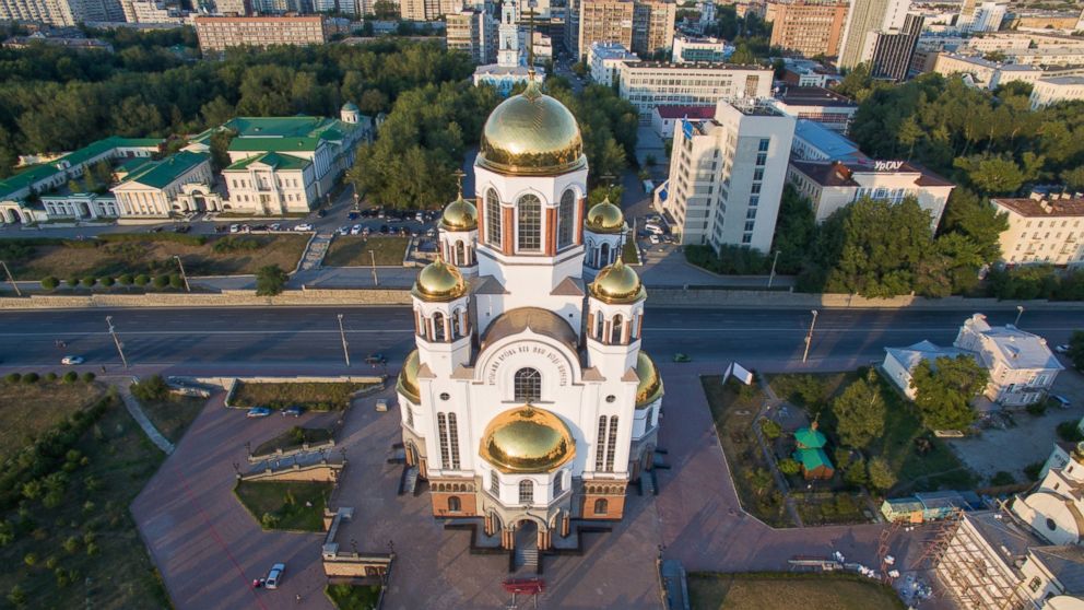 PHOTO: The aerial photo taken on July 11, 2016, shows the Church of All Saints in Yekaterinburg, Russia.