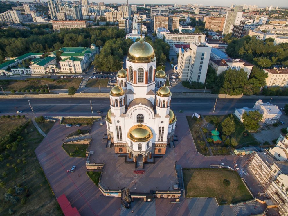 PHOTO: The aerial photo taken on July 11, 2016, shows the Church of All Saints in Yekaterinburg, Russia.