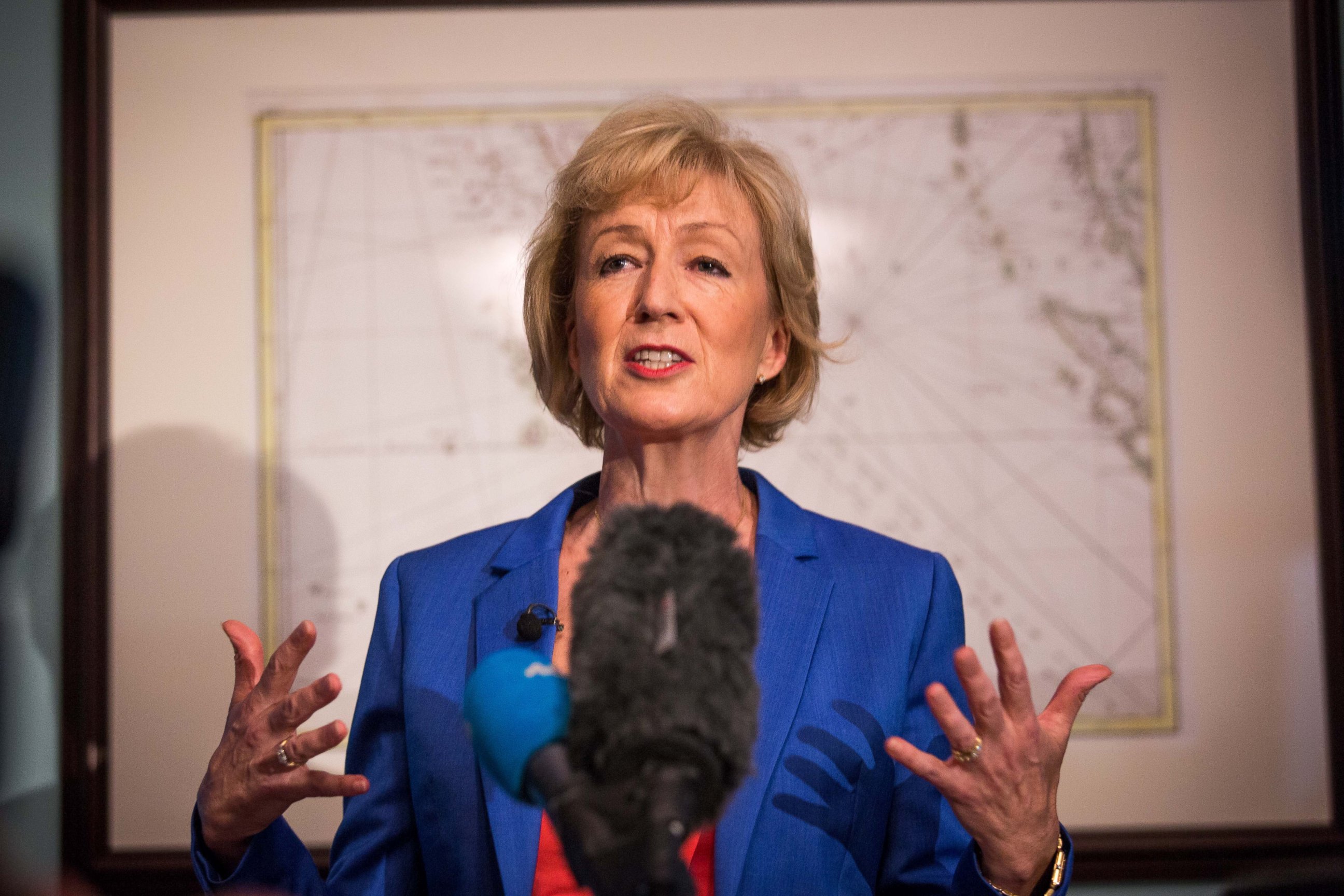 PHOTO: Andrea Leadsom, Member of Parliament for South Northamptonshire and Minister of State at Department of Energy and Climate Change, launches her bid to be the Leader of the Conservative Party Westminster, July 4, 2016, in London.
