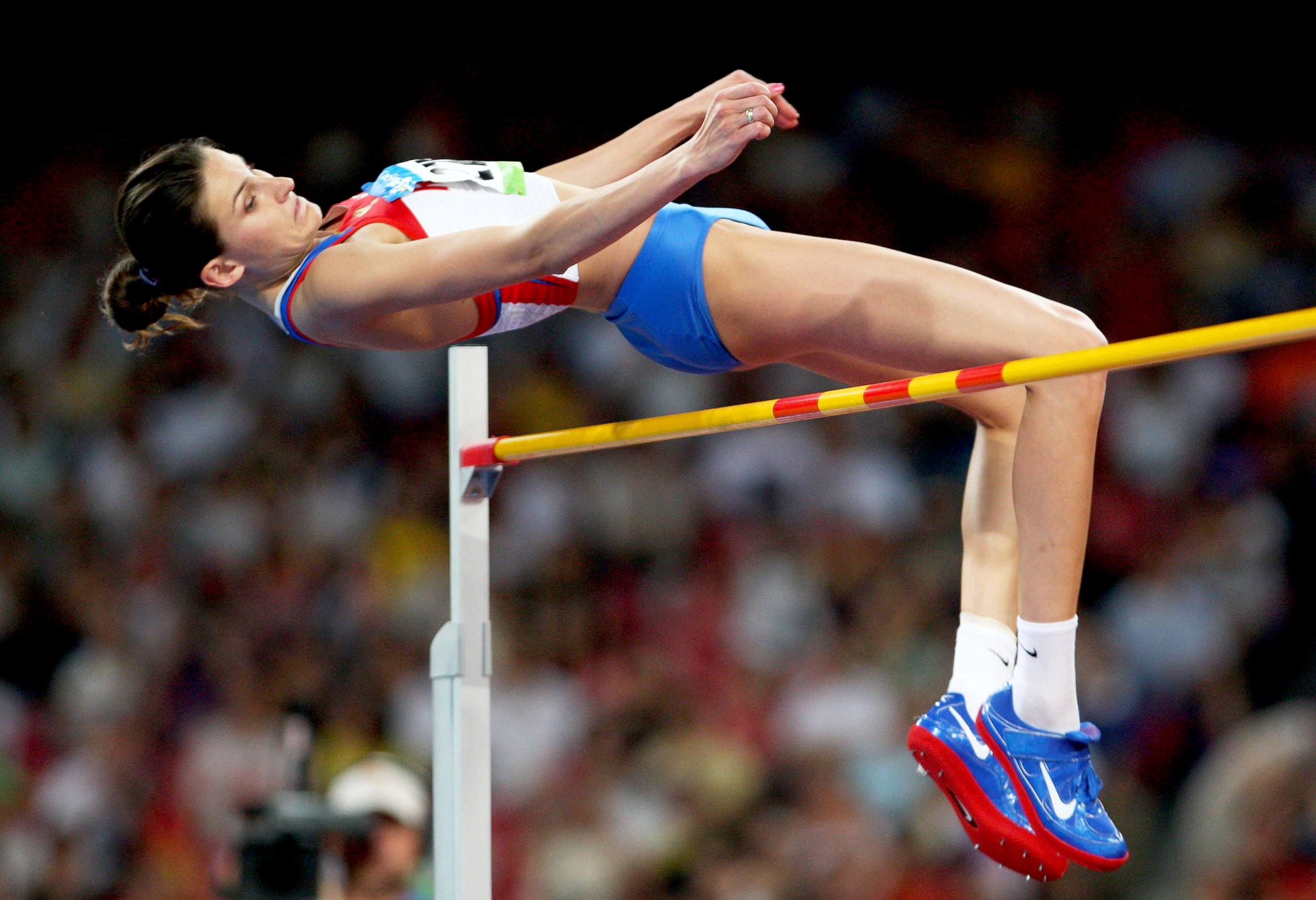 PHOTO: Anna Chicherova of Russia competes in the Women's High Jump Final held at the Beijing 2008 Olympic Games, Aug. 23, 2008, in Beijing.