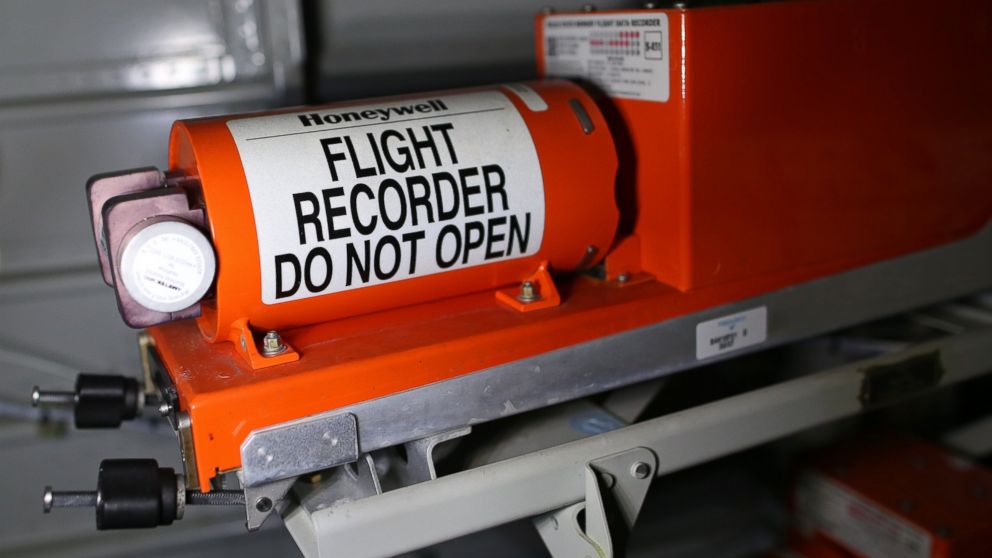 PHOTO: Black boxes, like the one pictured above from a different plane, are painted bright orange but remain difficult for someone to find amid aircraft wreckage unless they have specialty training.
