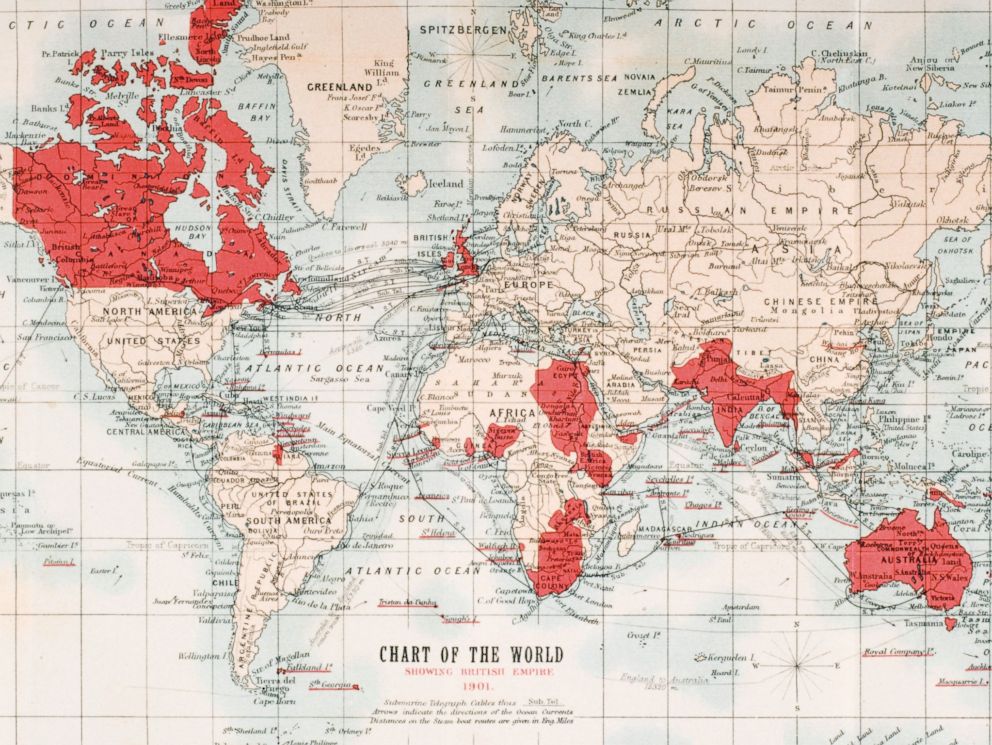 PHOTO: Map of the world showing in red the extent of the British Empire in 1901.