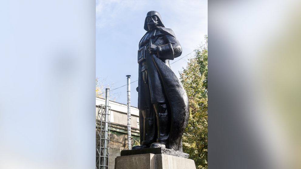 A Darth Vader monument, formerly a statue of Soviet founder Lenin, is seen following its inauguration ceremony in Odessa, Ukraine, Oct. 23, 2015. 
