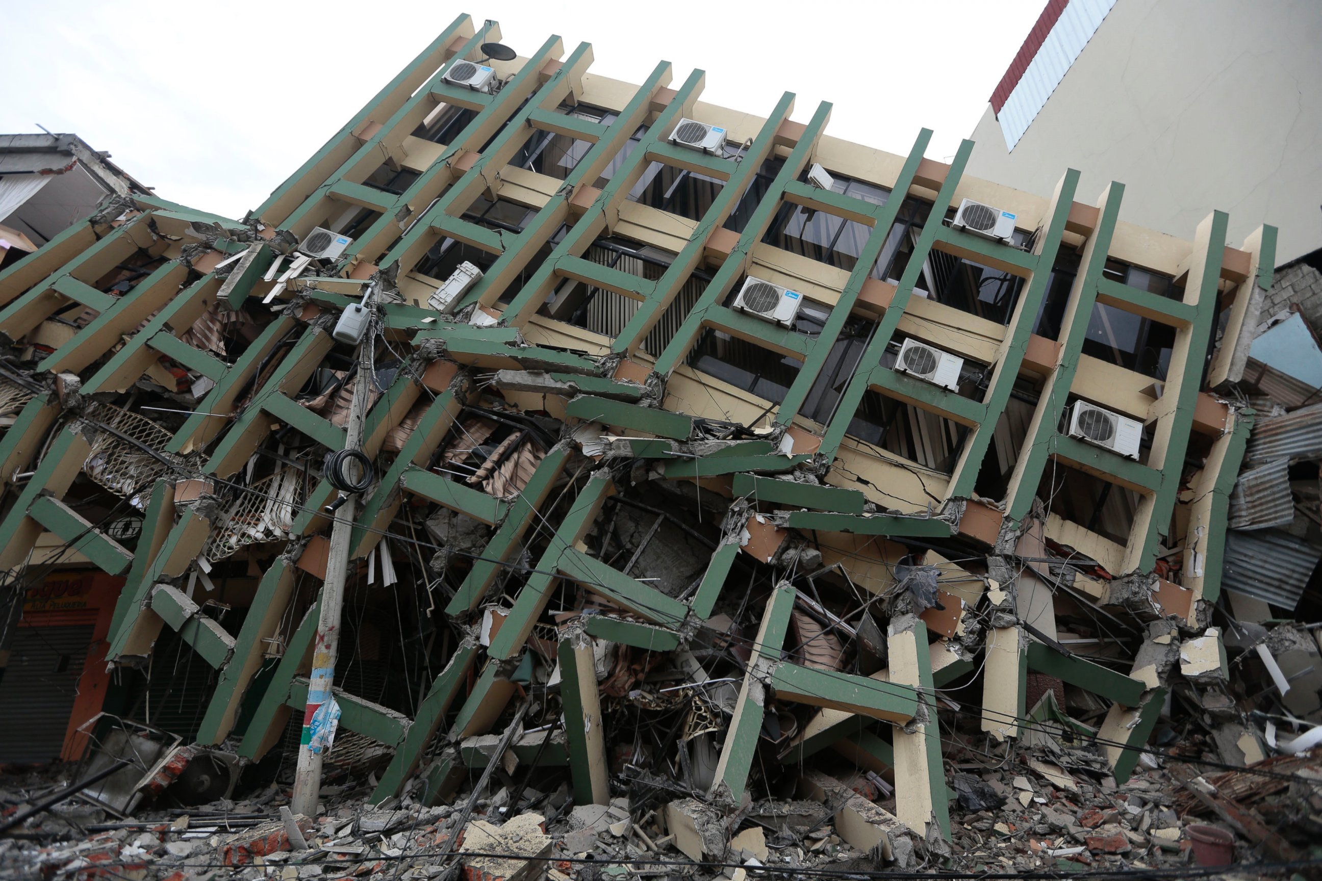 PHOTO: View of a fallen building after a 7.8-magnitude quake in Portoviejo, Ecuador on April 17, 2016. 
