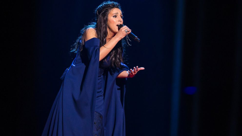 Jamala representing Ukraine performs the song "1944" during the semifinals of the 2016 Eurovision Song Contest at Ericsson Globe Arena, May 12, 2016 in Stockholm.