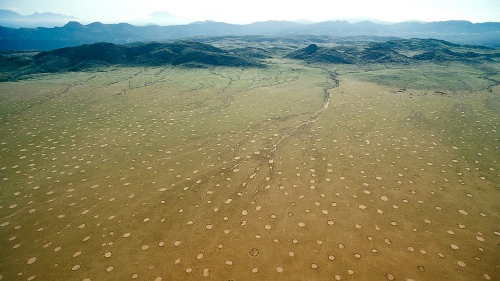 Fairy Circles are seen here in Namibia, Africa 