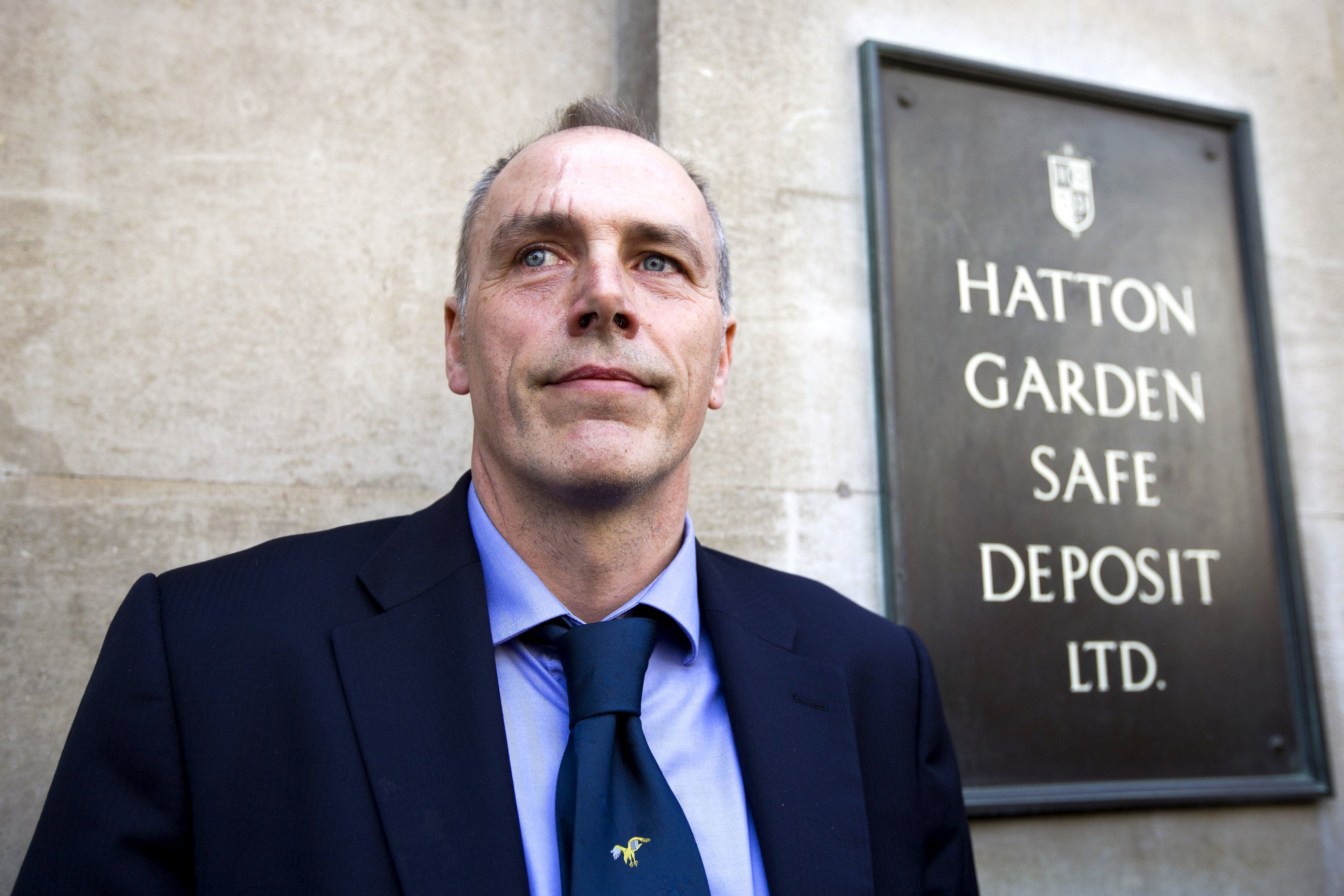 PHOTO: Detective Chief Inspector Paul Johnson of the Flying Squad, speaks to journalists outside Hatton Garden Safe Deposit Ltd following last weekend's burglary in London, April 9, 2015.