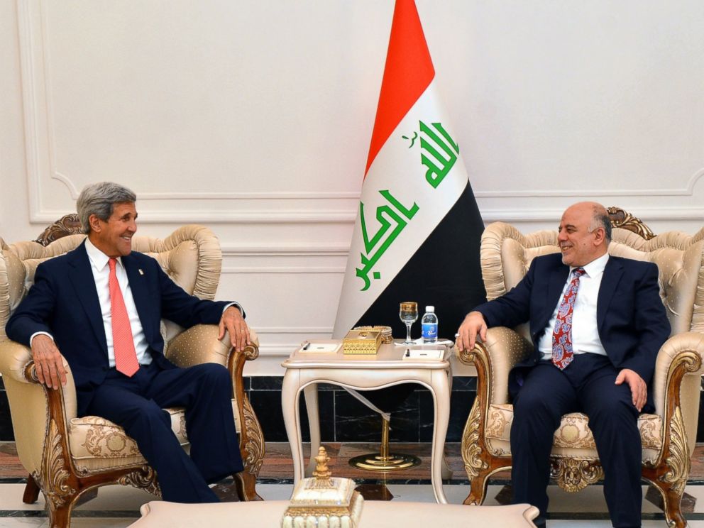 PHOTO: Secretary of State John Kerry meets with Haider al-Abadi, Prime Minister of Iraq, in Baghdad, Sept. 10, 2014.