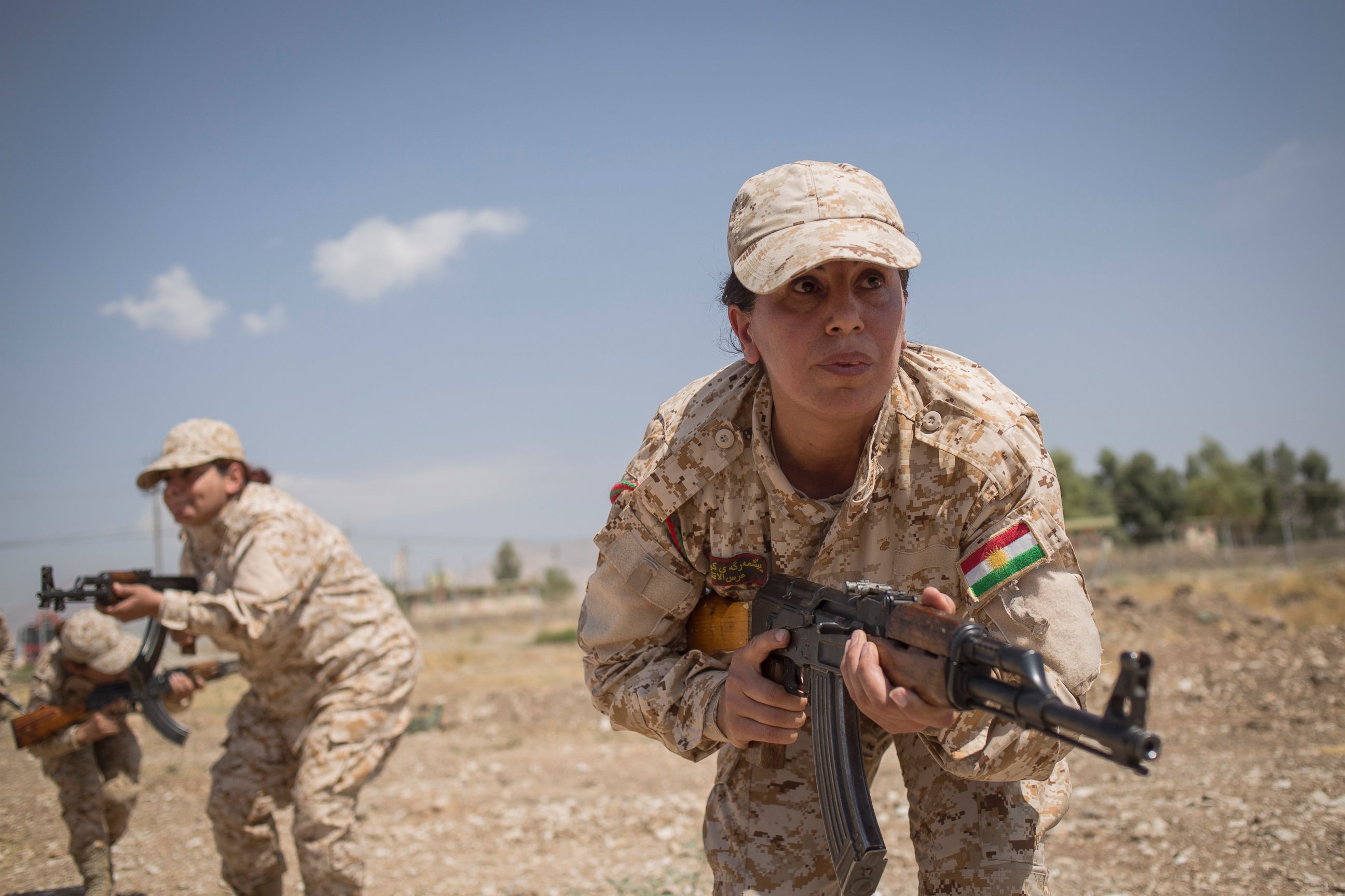 The 2nd Battalion of Female Peshmergas during their military exercises at Sulaymaniyah, Aug. 27, 2014.