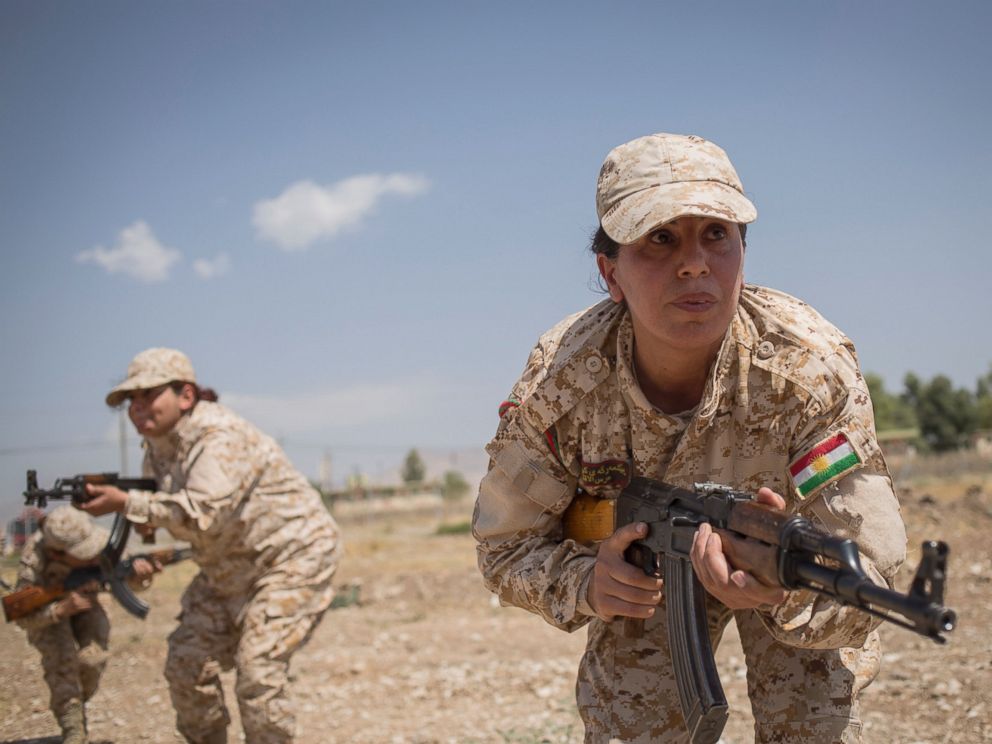 The 2nd Battalion of Female Peshmergas during their military exercises at Sulaymaniyah, Aug. 27, 2014.
