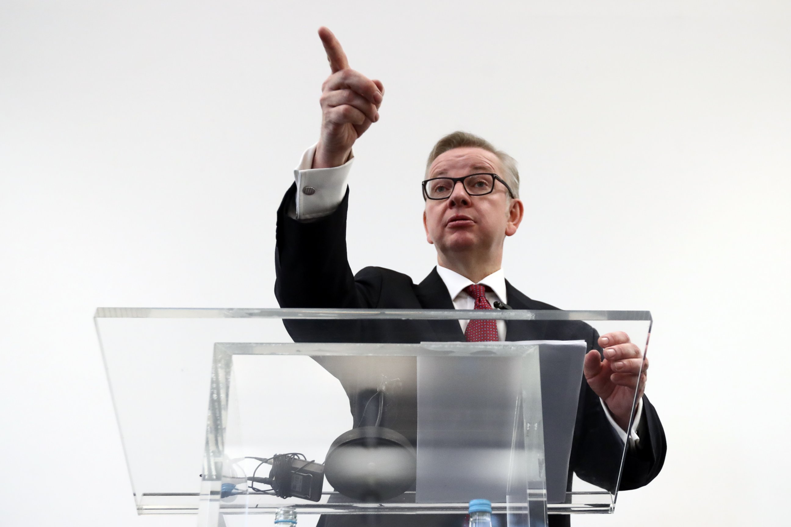 PHOTO: Justice Secretary Michael Gove gestures during a press conference to outline his bid for the Conservative Party leadership, July 1, 2016, in London.
