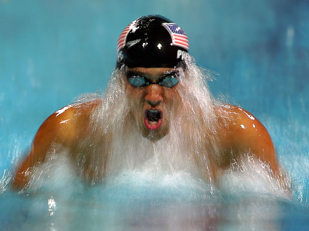 PHOTO: Michael Phelps of USA competes in the men's swimming 200 meter individual medley final, Aug. 19, 2004, during the Athens 2004 Summer Olympic Games at the Main Pool of the Olympic Sports Complex Aquatic Centre in Athens, Greece.