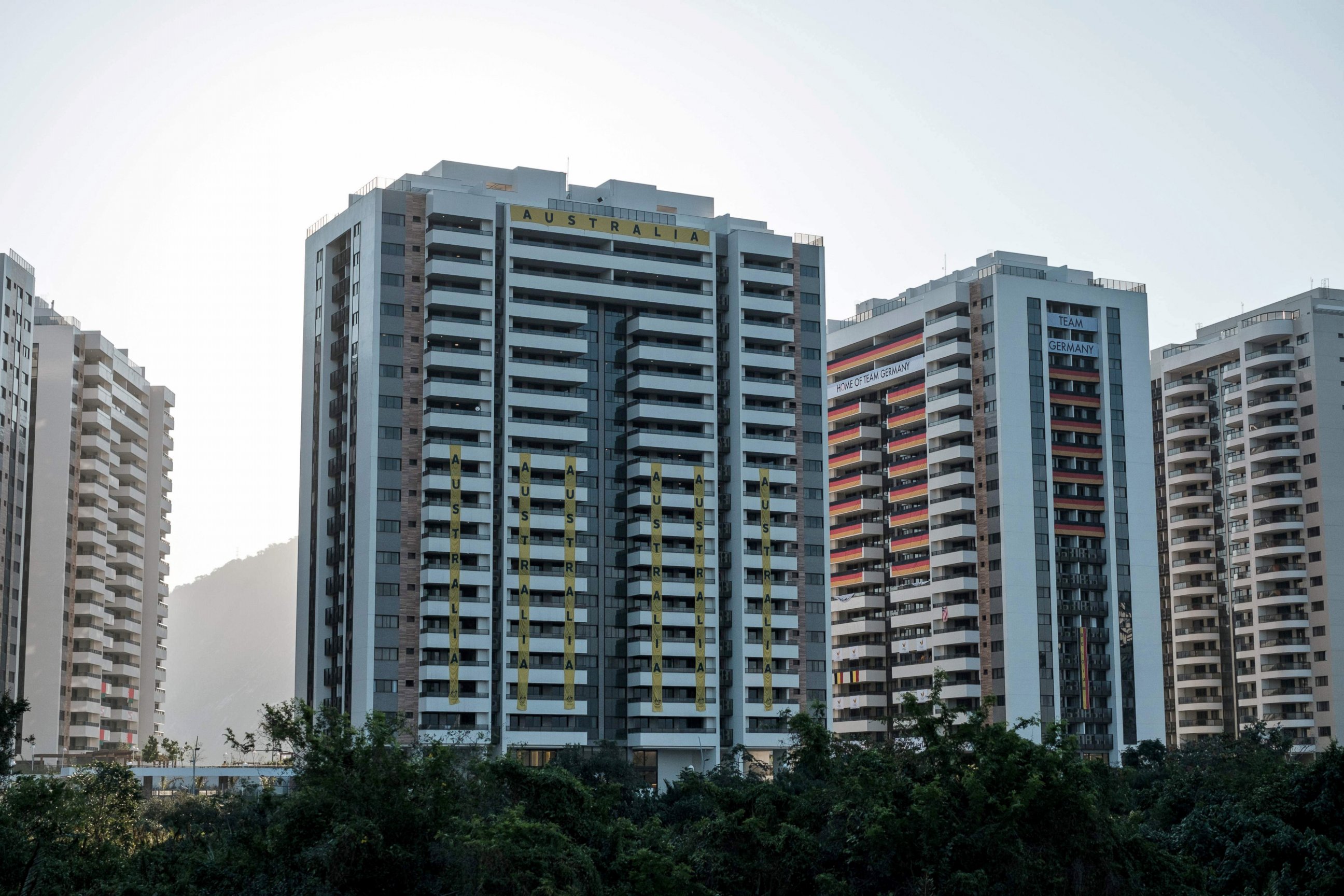 PHOTO: View of the Australian team's apartments at the Olympic Village during its inaugration in Rio de Janeiro, July 24, 2016, ahead of the 2016 Rio Olympic Games.
