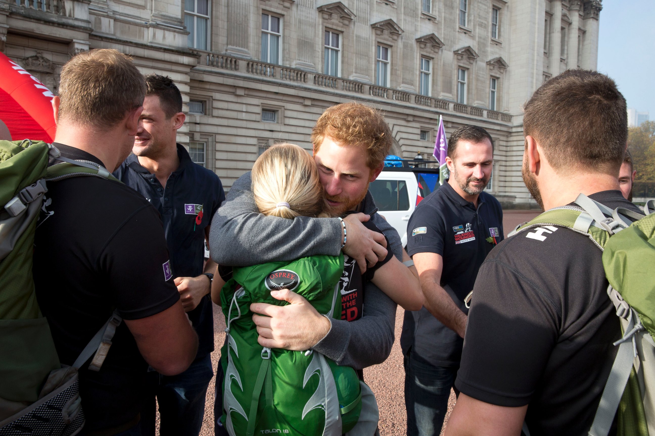 PHOTO: Prince Harry meets with members of the Walking With The Wounded team at Buckingham Palace after their latest endeavor, the Walk Of Britain, Nov. 1, 2015 in London.