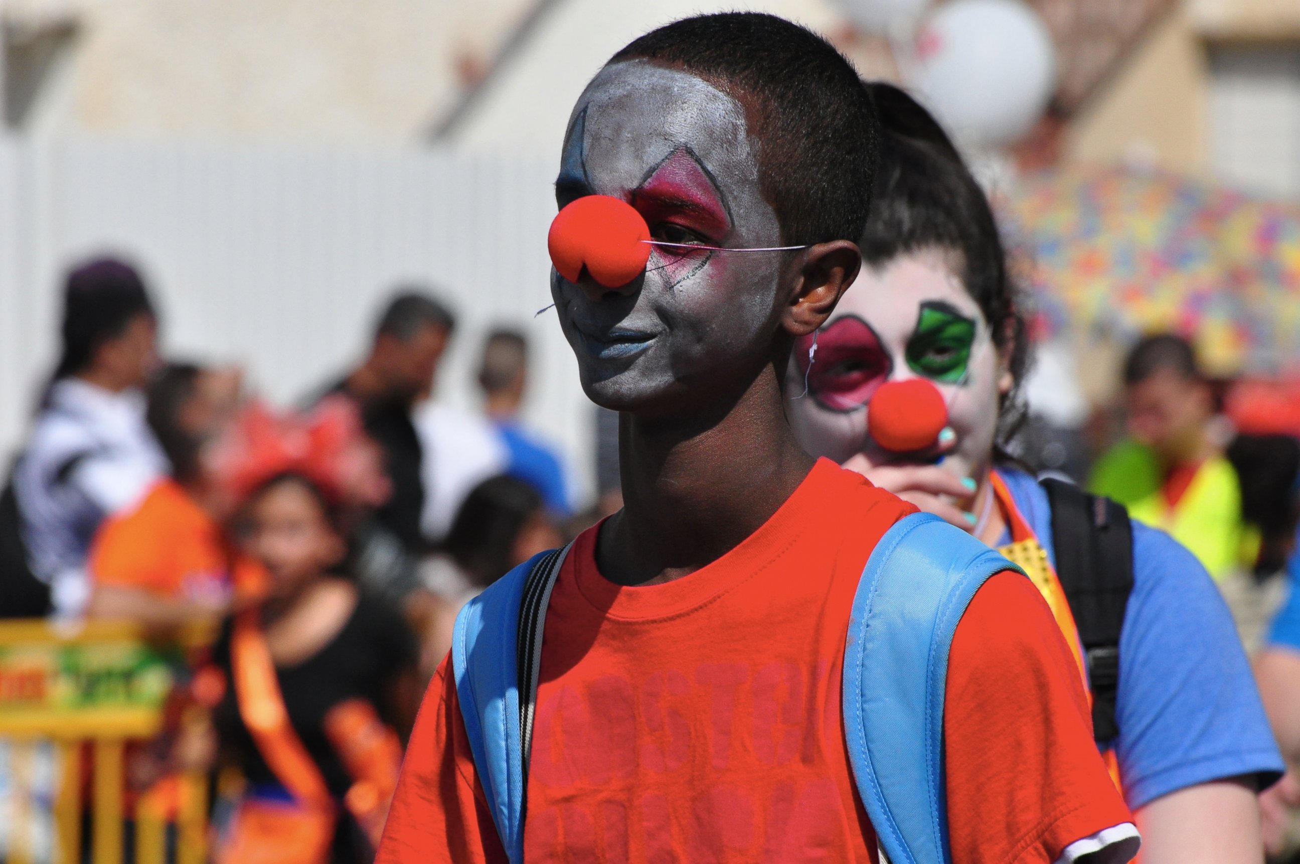 PHOTO: Masked children at the Adloyada, the biggest Purim parade in Israel, are pictured on March 5, 2015 in Holon, Israel. 