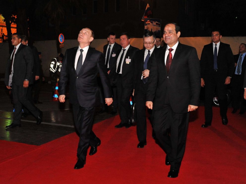 PHOTO: Russian President Vladimir Putin and Egyptian President Abdel Fattah el-Sisi visit Cairo Tower on Feb. 9, 2015, in Cairo.
