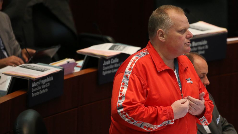 Councillor Rob Ford, attending his first council meeting since cancer surgery in May, in Toronto, July 8, 2015. 