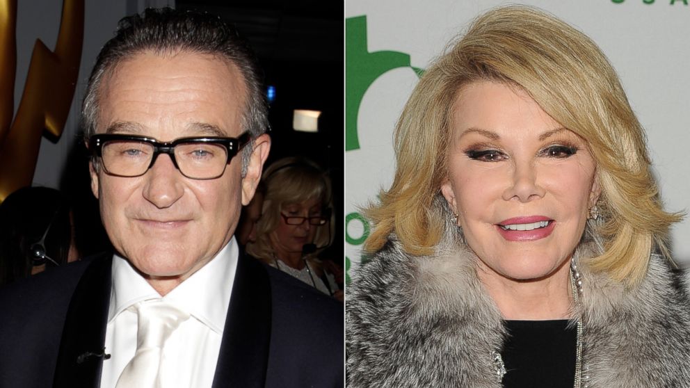 PHOTO: Robin Williams at the 65th Primetime Emmy Awards in Los Angeles, Calif., Sept. 22, 2013. | Joan Rivers at Global Green USA's 11th Annual Pre-Oscar Party in Hollywood, Calif., Feb. 26, 2014.