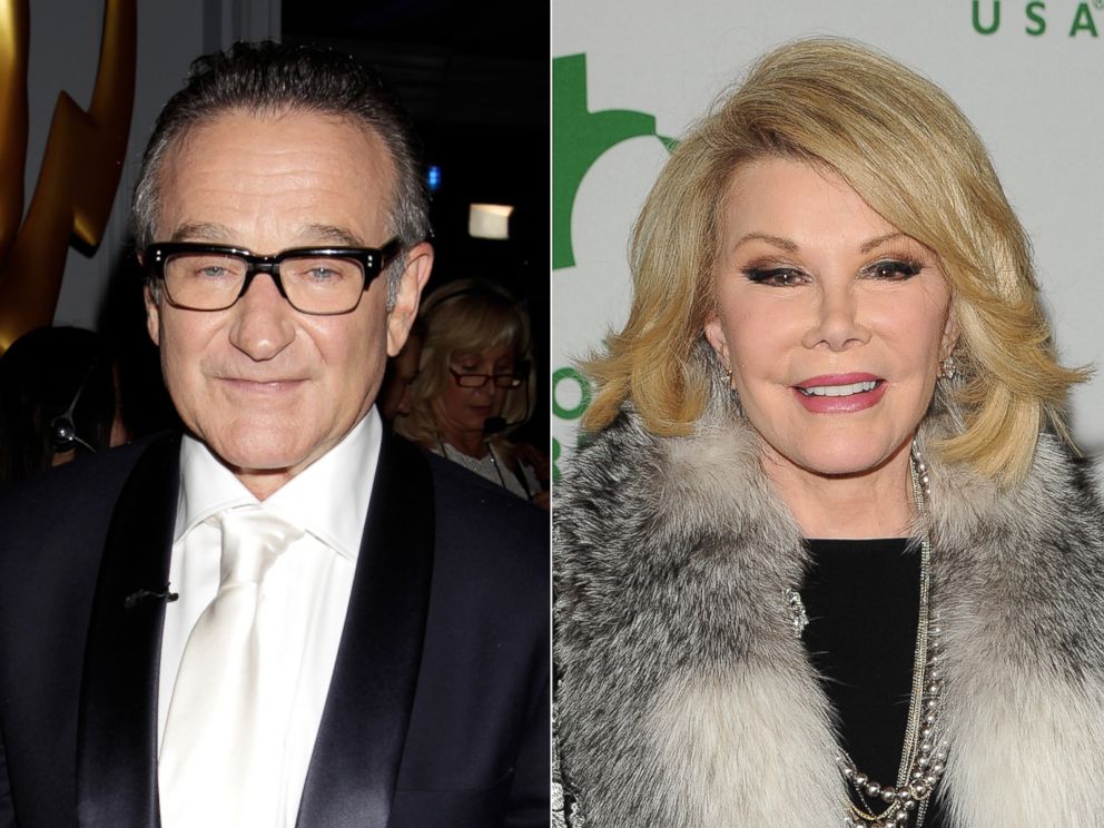 PHOTO: Robin Williams at the 65th Primetime Emmy Awards in Los Angeles, Calif., Sept. 22, 2013. | Joan Rivers at Global Green USA's 11th Annual Pre-Oscar Party in Hollywood, Calif., Feb. 26, 2014.