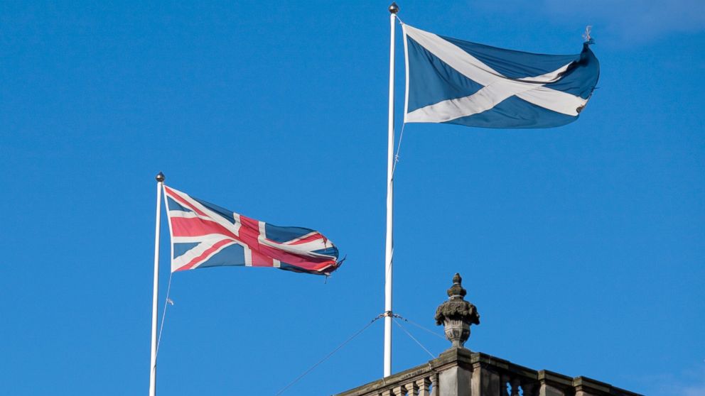 Scottish Saltire and Union Jack.