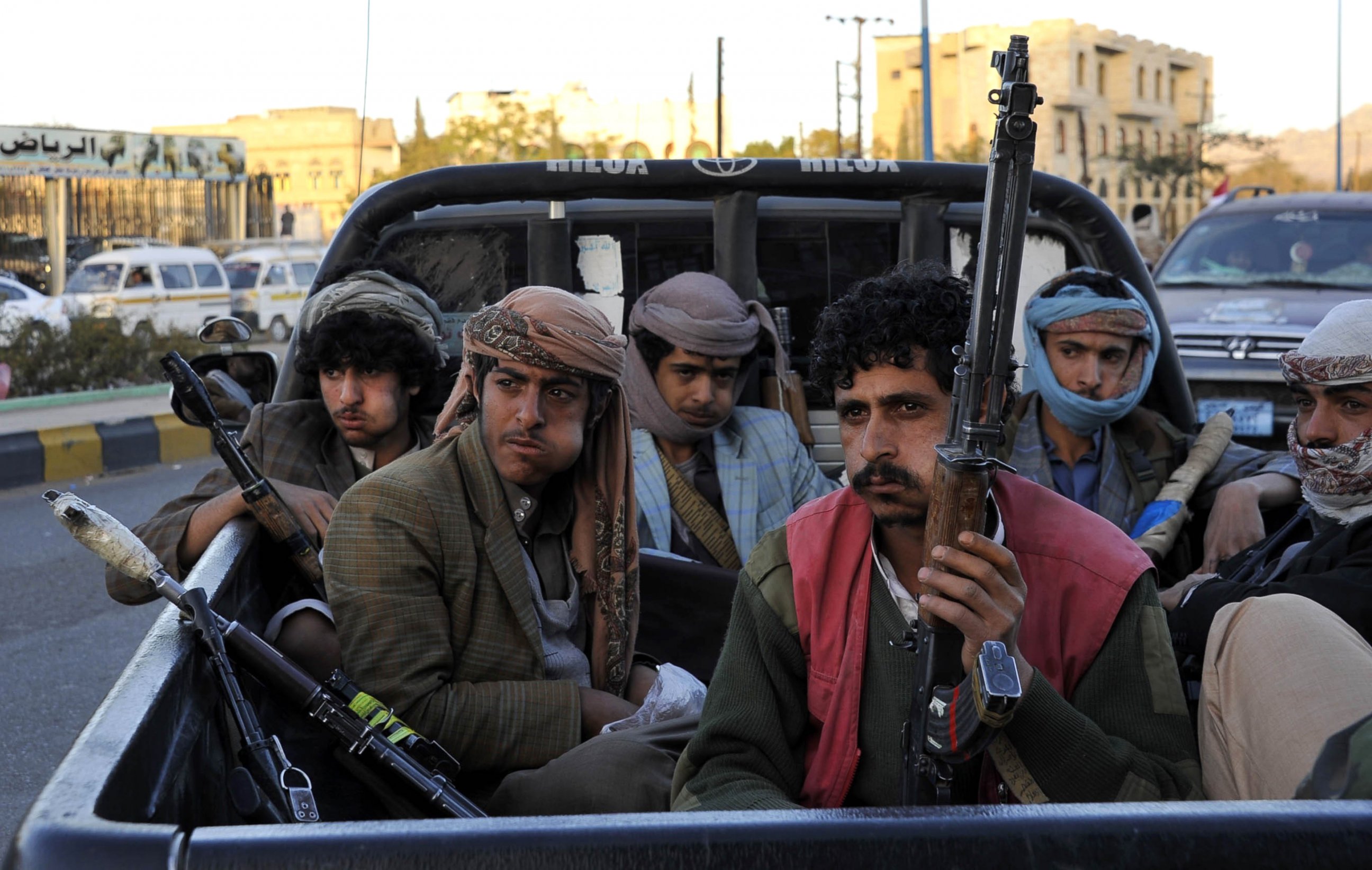 PHOTO: A group of Houthi Militia in Sanaa, Yemen, Feb. 07, 2015.
