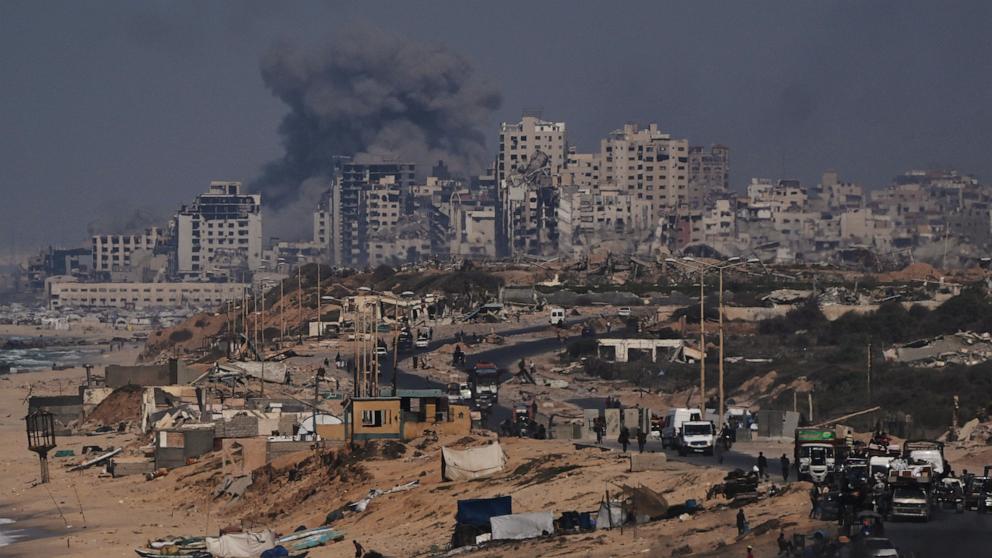 PHOTO: Smoke rises following an Israeli military strike in Gaza City on Sept. 26, 2025.