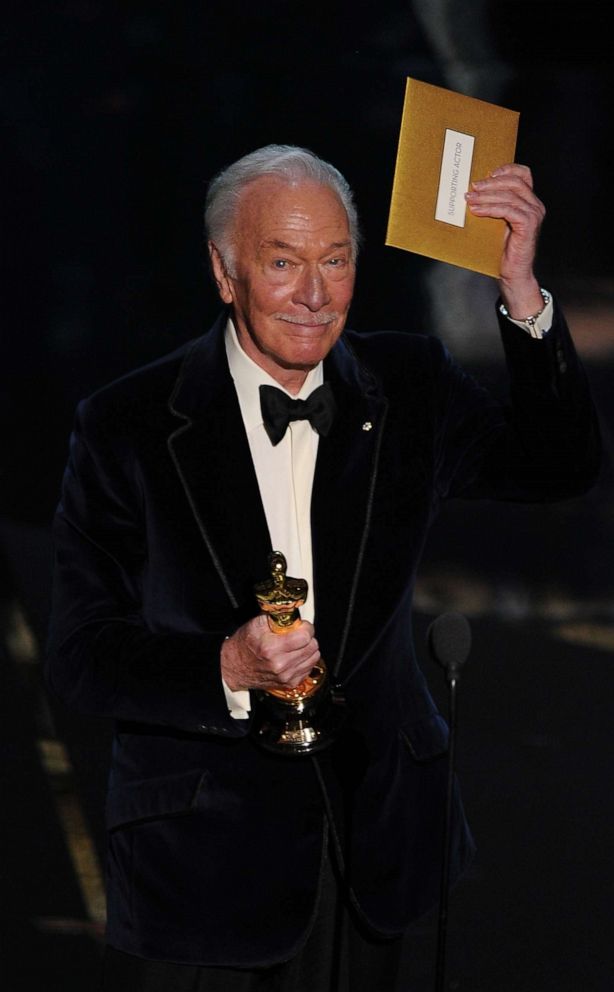 PHOTO: Actor Christopher Plummer holds the trophy for Best Supporting Actor onstage at the 84th Annual Academy Awards on Feb. 26, 2012 in Hollywood, Calif.
