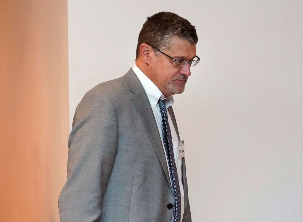 PHOTO: Glenn R. Simpson, co-founder of the research firm Fusion GPS, arrives for a scheduled appearance before a closed House Intelligence Committee hearing on Capitol Hill in Washington, Nov. 14, 2017. 