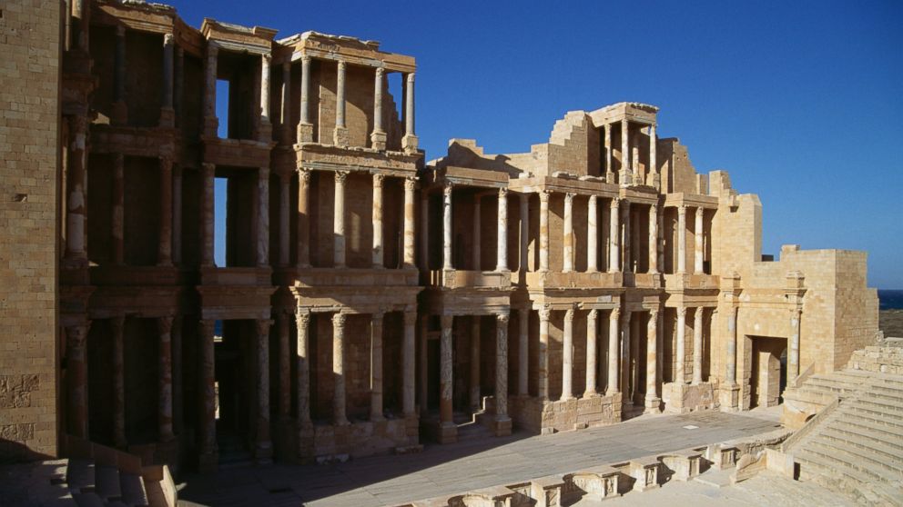 The Roman theatre in Sabratha, Libya is one of the sites on the UNESCO World Heritage List.