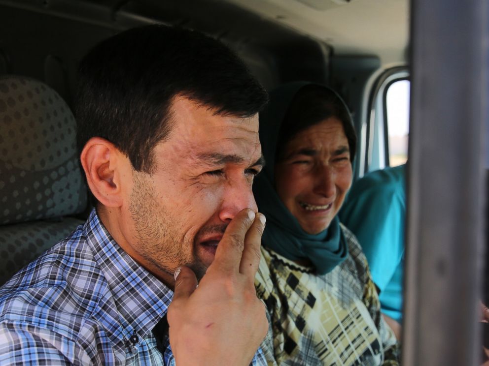 PHOTO: Abdullah Kurdi, father of Syrian children Aylan and Galip and husband of Rehan Kurdi, 27, cries on his way to the Syrian border town of Kobani to hold funeral of his family, Sept. 4, 2015.