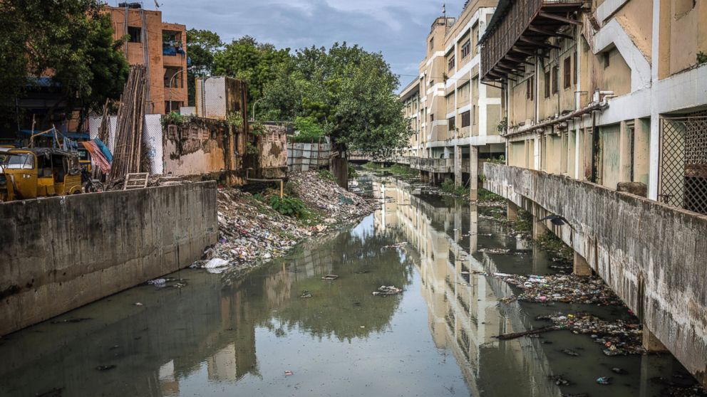 PHOTO: An almost forgotten stretch of the Buckingham Canal, a 494.6 mile long canal, built during colonial times to connect southern east coast backwaters to barge traffic, in Thirumayilai, Chennai, India.