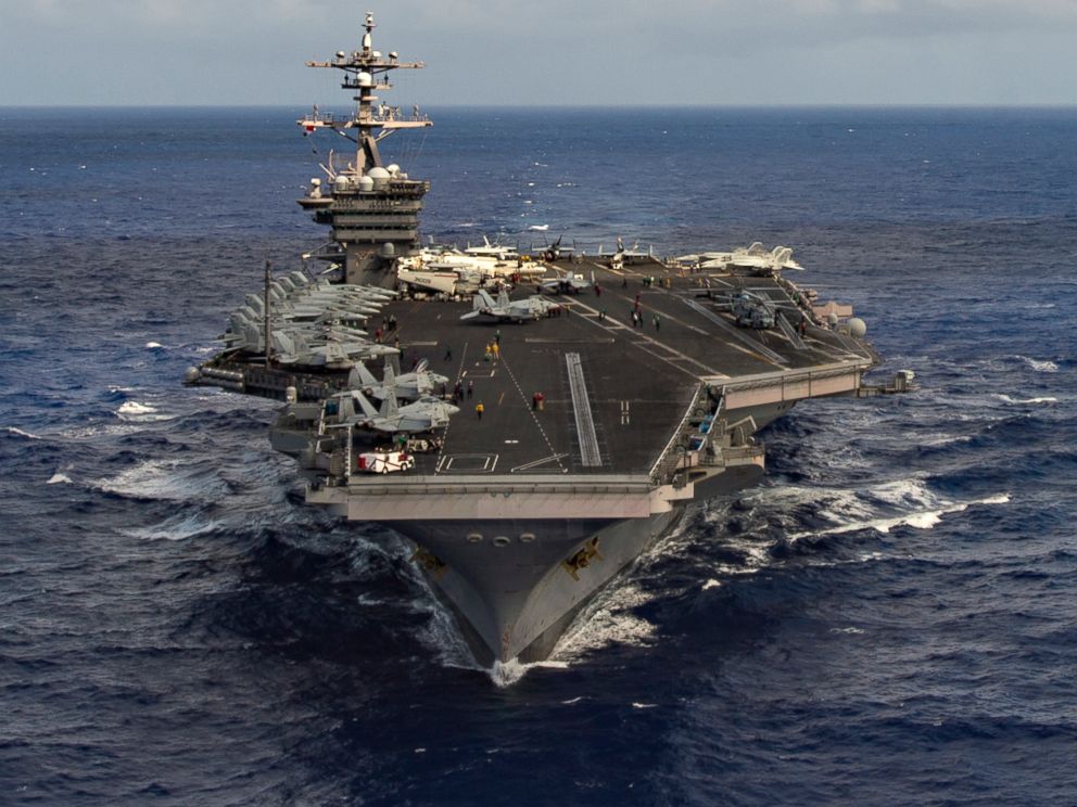 PHOTO: The aircraft carrier USS Carl Vinson (CVN 70) transits the Pacific Ocean in this Jan. 30, 2017 photo.