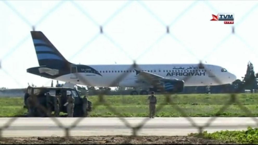 PHOTO: Afriqiyah Airways flight A330 took off from Sebha in the interior of Libya with 118 passengers and an intended destination of Tripoli before being diverted to the Mediterranean island of Malta in a reported hijacking.